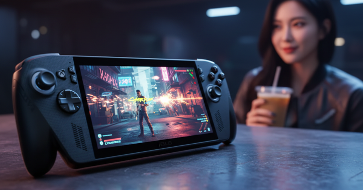 사이버펑크 2077을 구동 중인 ROG Xbox 엘라이 X의 선명한 화면