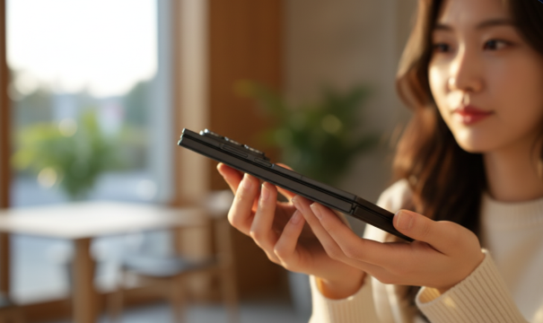 접었을 때 보이는 상단 엣지 디자인