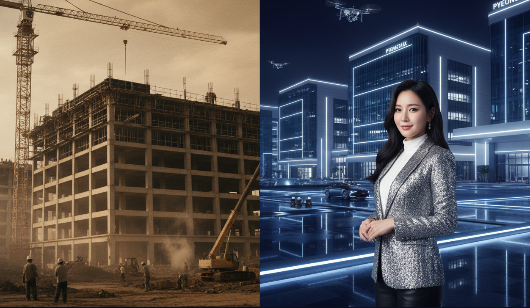 1980년대 삼성 반도체 공장 건설 현장과 현재의 최첨단 평택 캠퍼스 비교