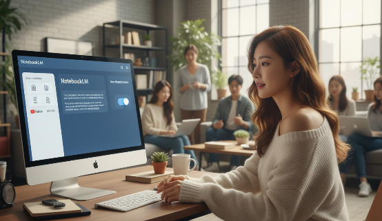 NotebookLM 메인 화면에서 소스를 추가하고 딥 리서치 기능을 실행하는 과정